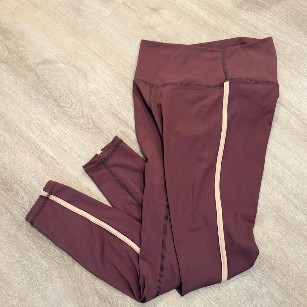 Zyia luxe Brown Leggings with Tan Stripe